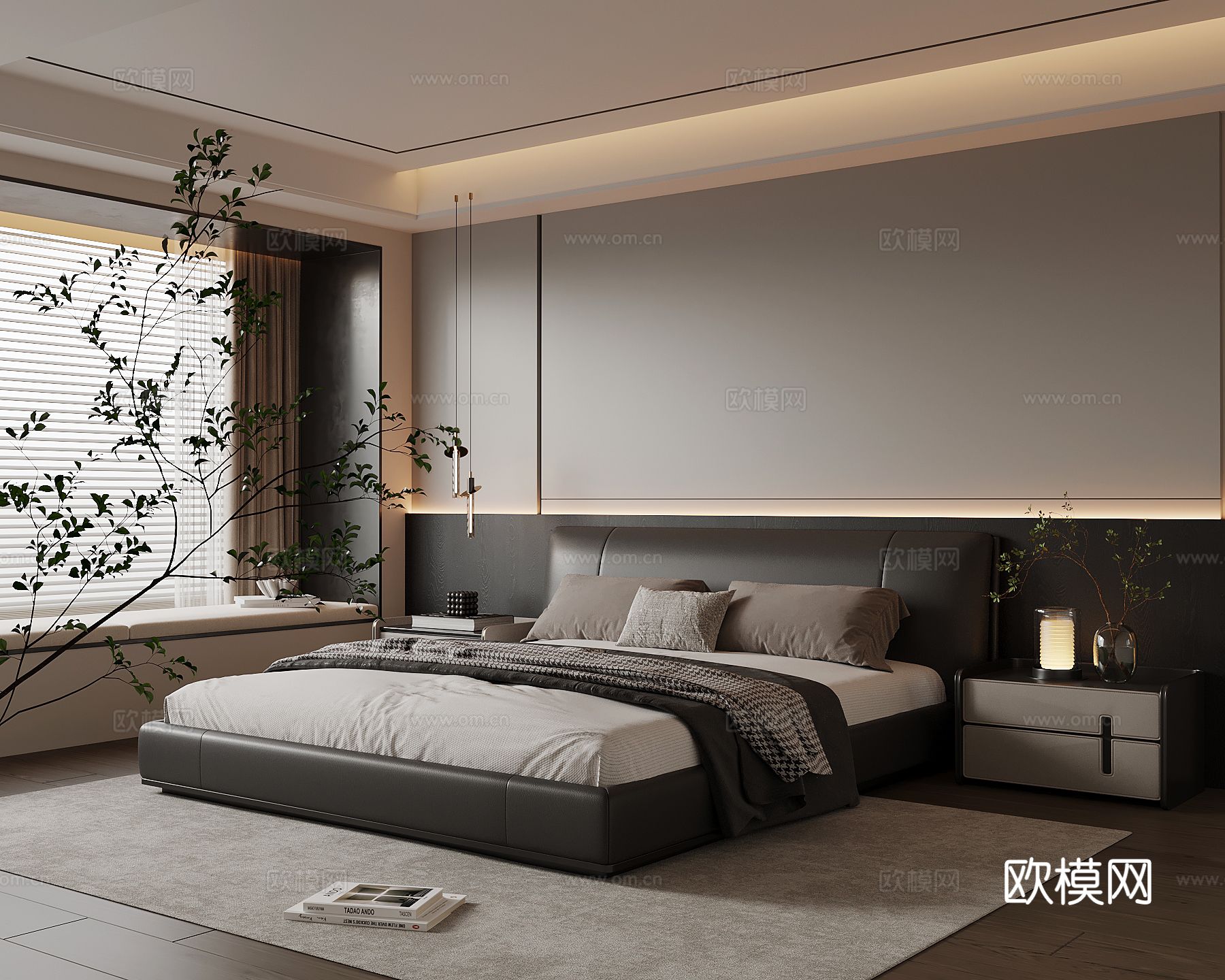 现代意式卧室su模型