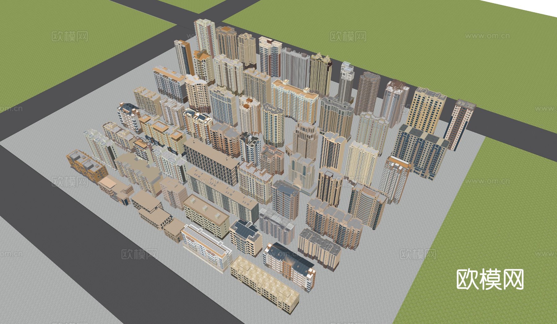 现代高层建筑 多层住宅小区楼房 高楼大厦 城市建筑配景 大区su模型