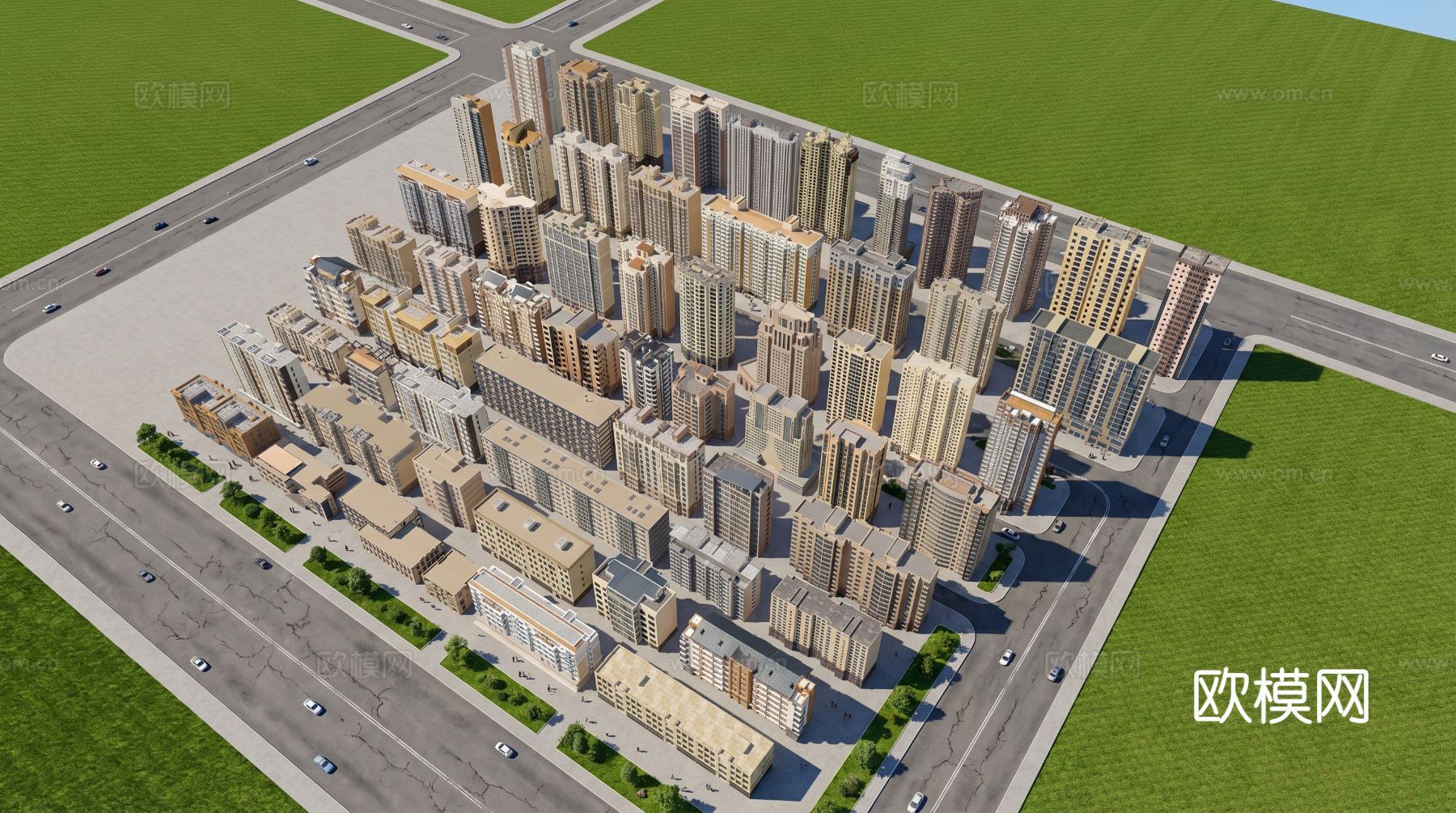 现代高层建筑 多层住宅小区楼房 高楼大厦 城市建筑配景 大区su模型