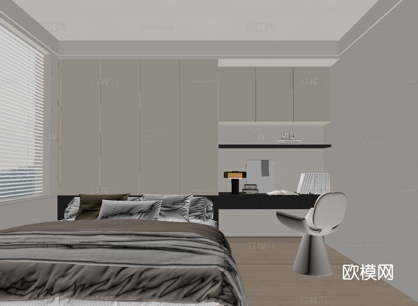 现代榻榻米卧室su模型