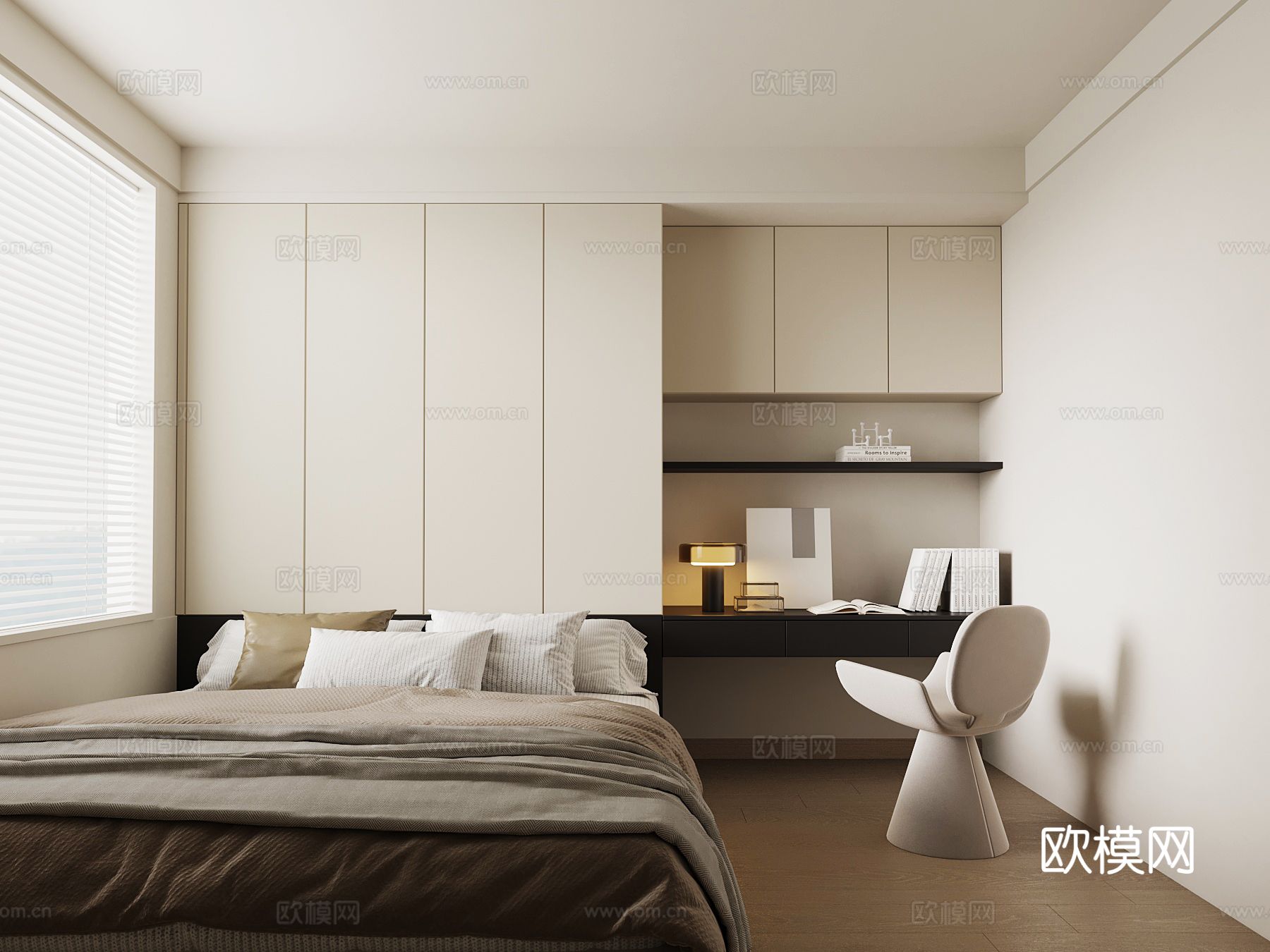 现代榻榻米卧室su模型