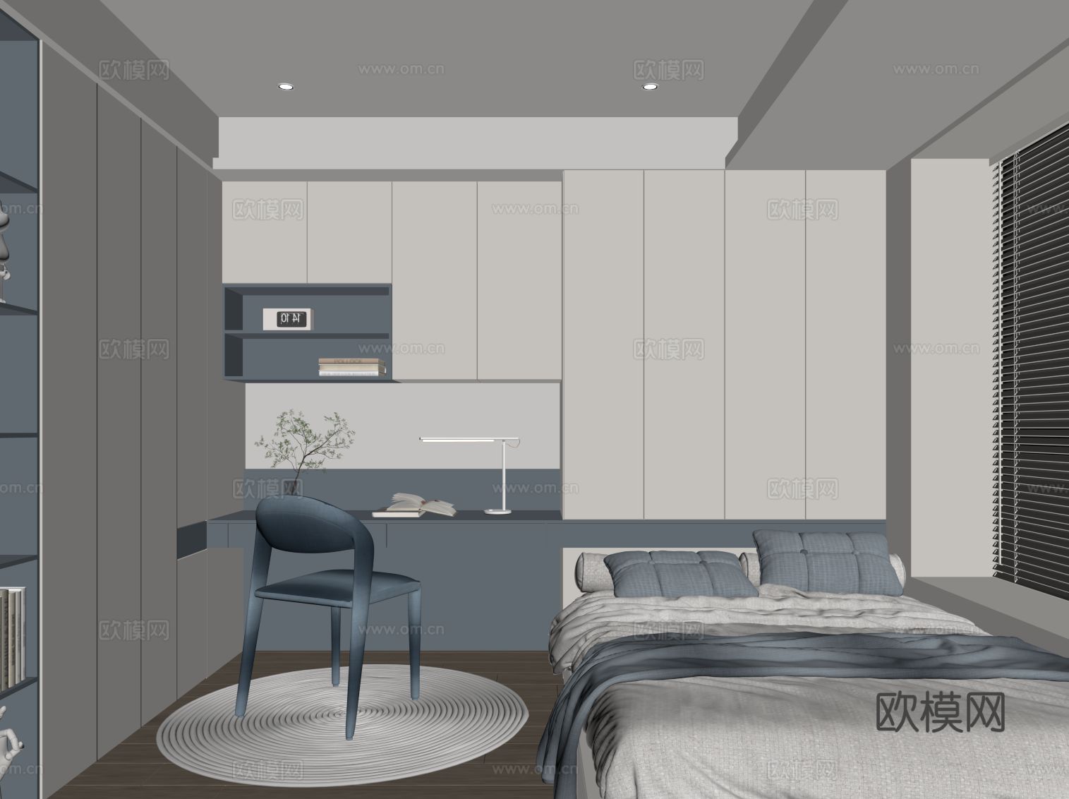 现代榻榻米卧室 儿童榻榻米卧室su模型