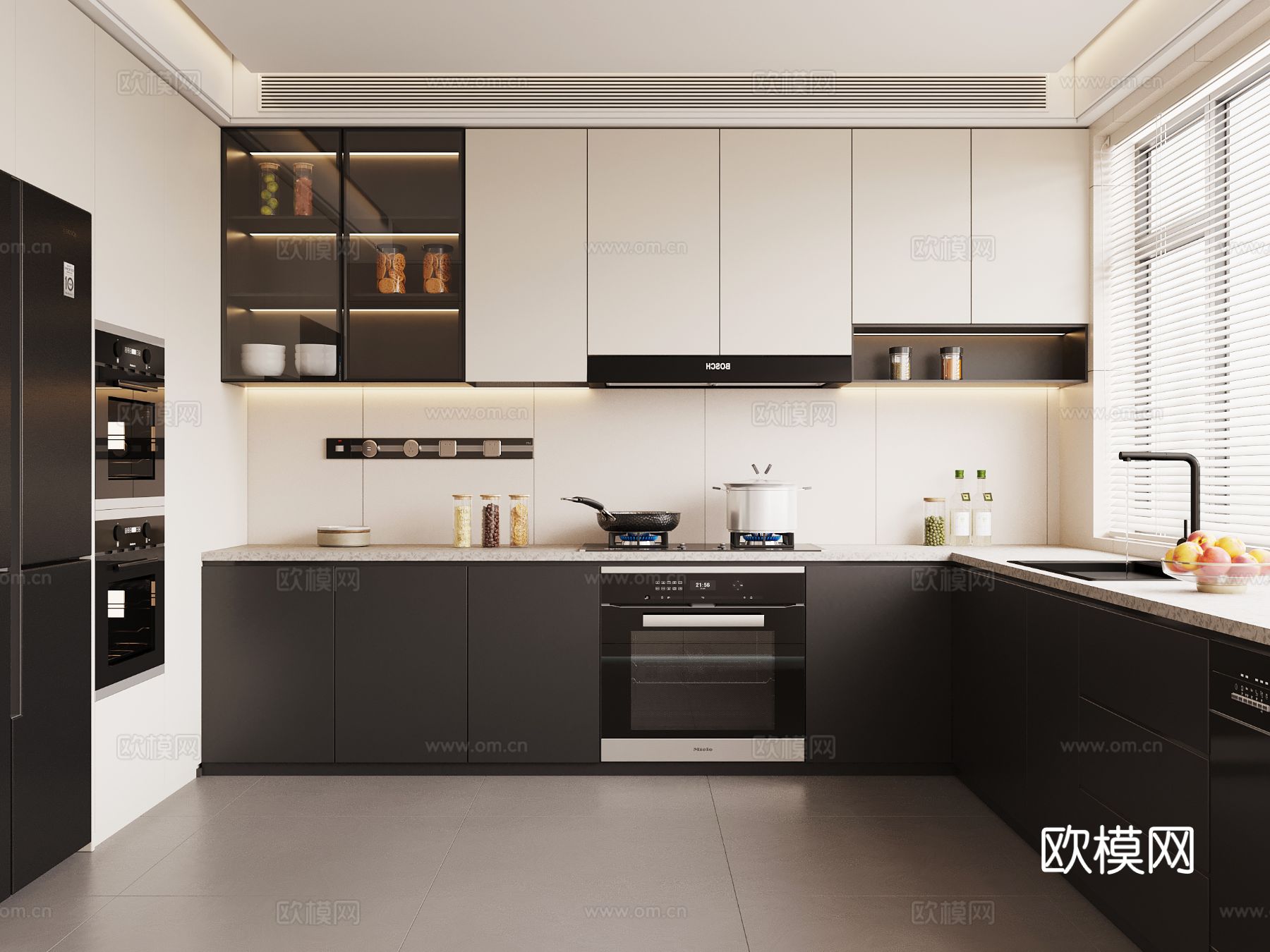 现代意式厨房su模型