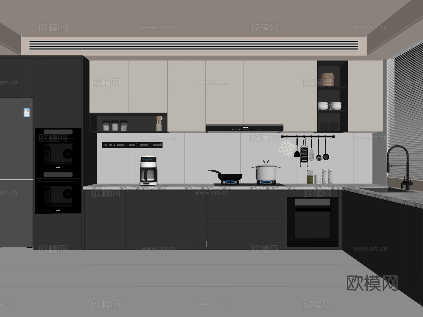 现代意式餐厅su模型