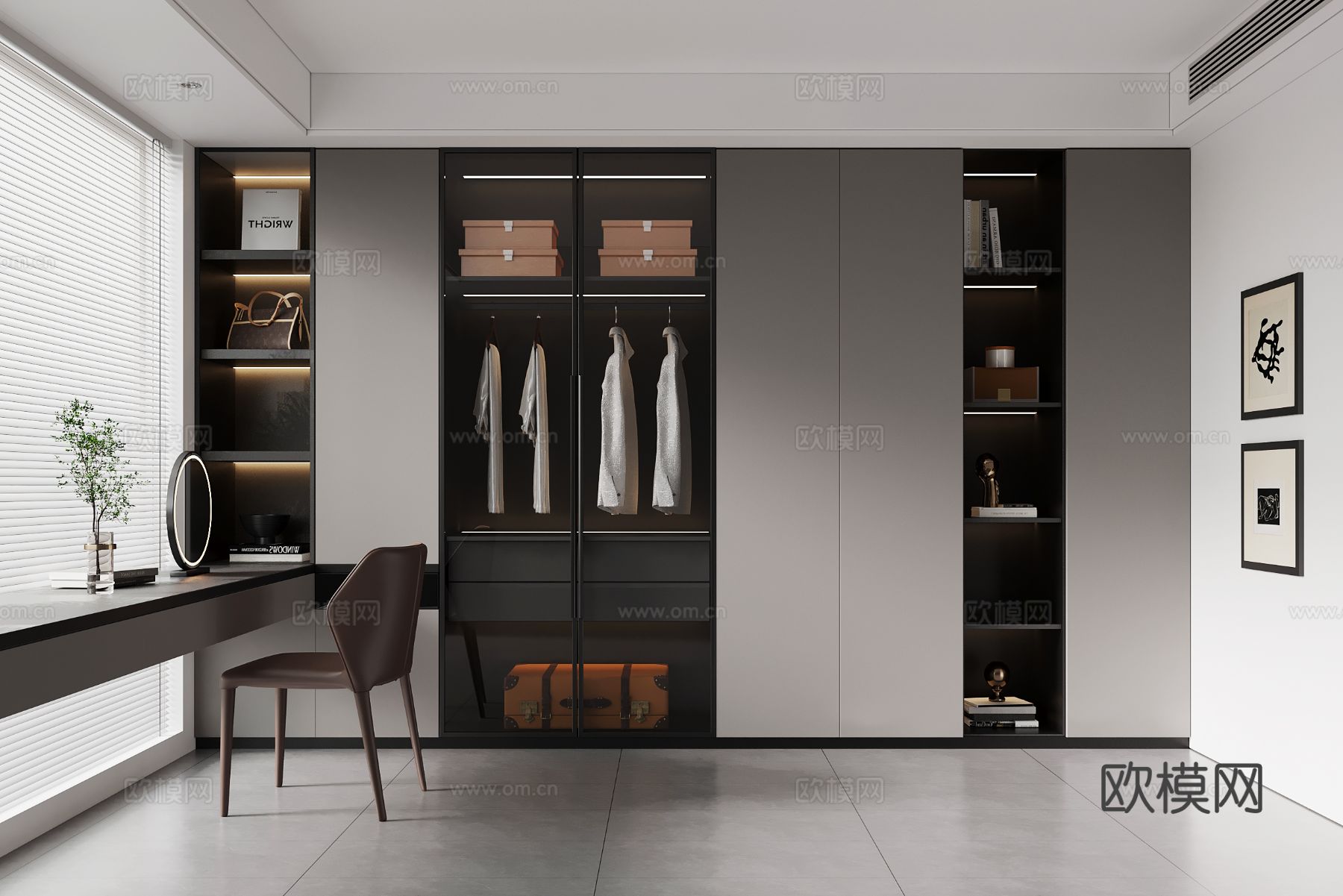 现代衣帽间su模型