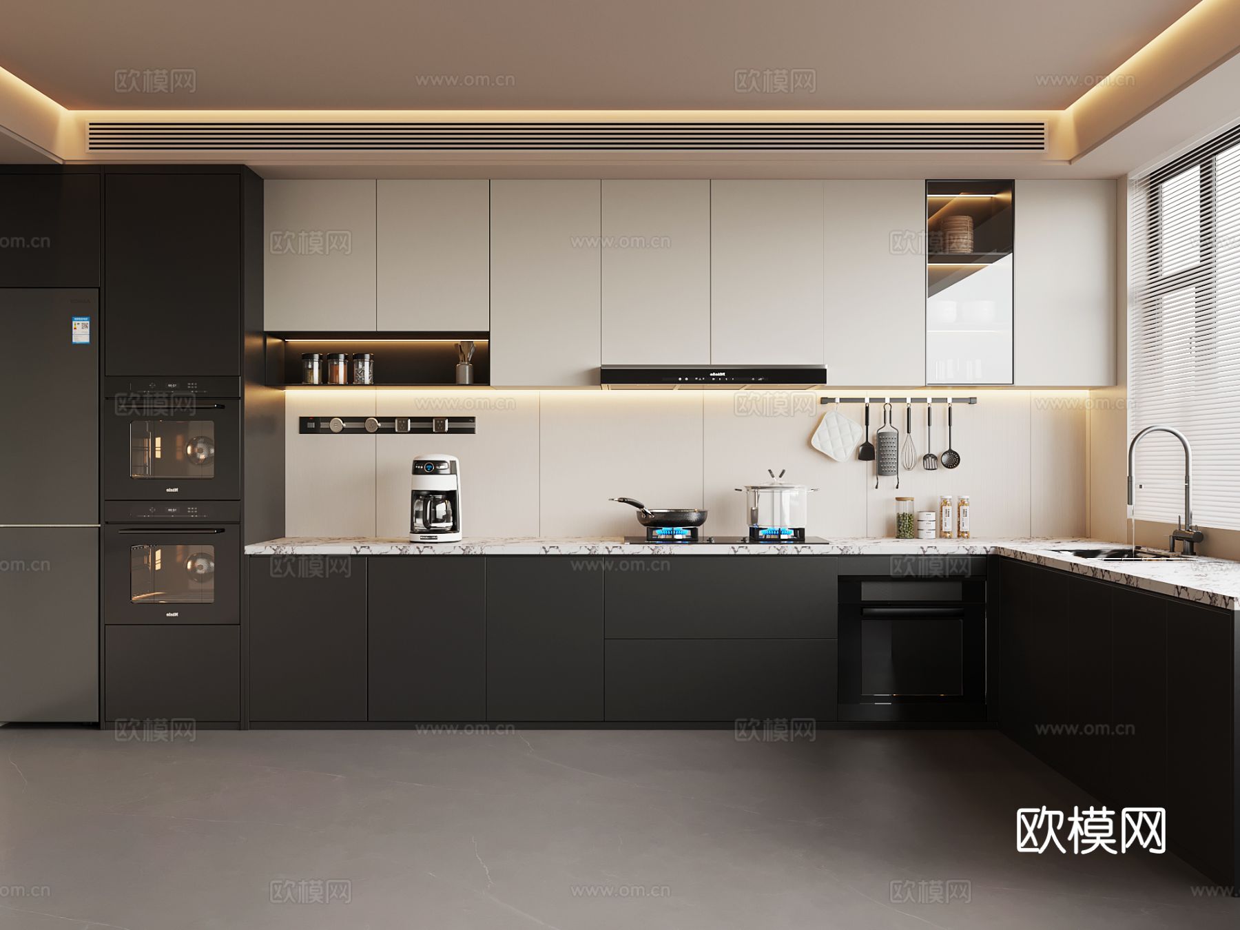 现代意式餐厅su模型