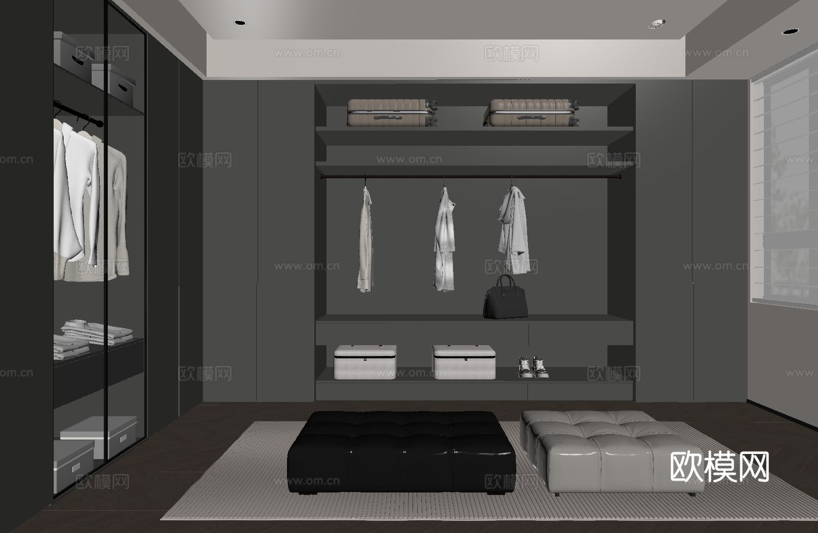 现代意式衣帽间su模型
