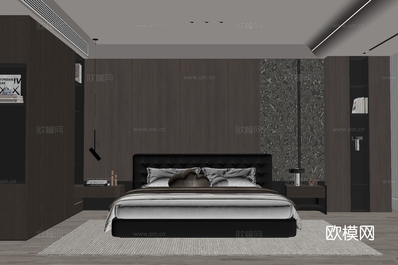 现代意式卧室su模型