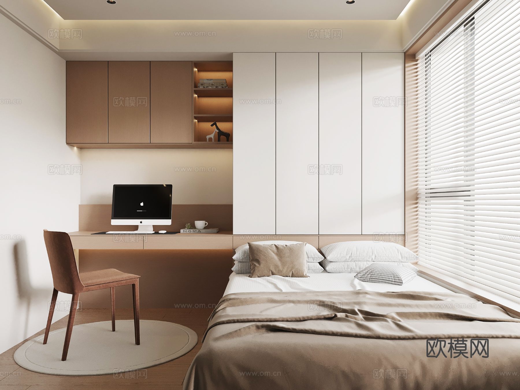 现代榻榻米卧室su模型
