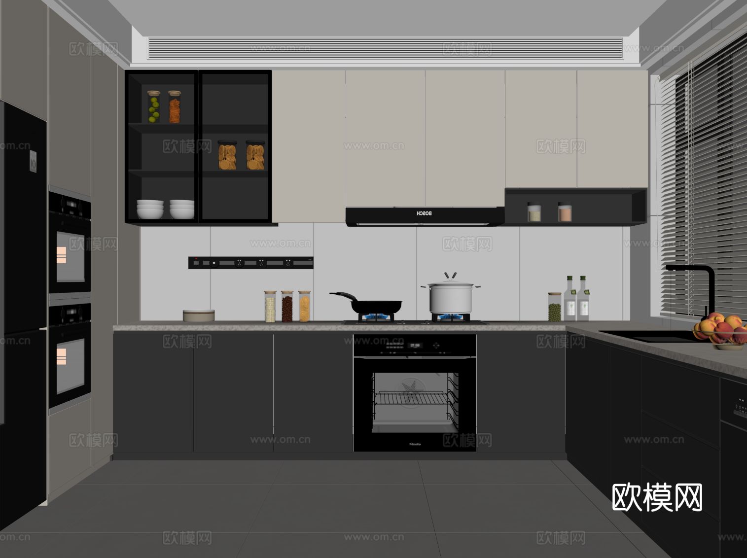 现代意式厨房su模型