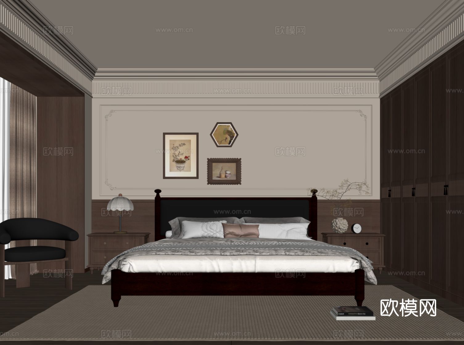 法式中古卧室su模型