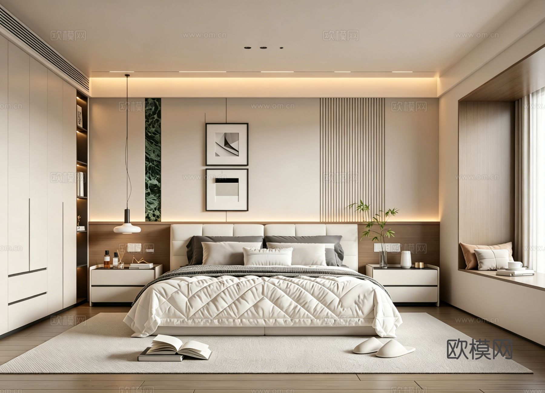 室内家装 卧室 家具 床 别墅 新中式 现代su模型