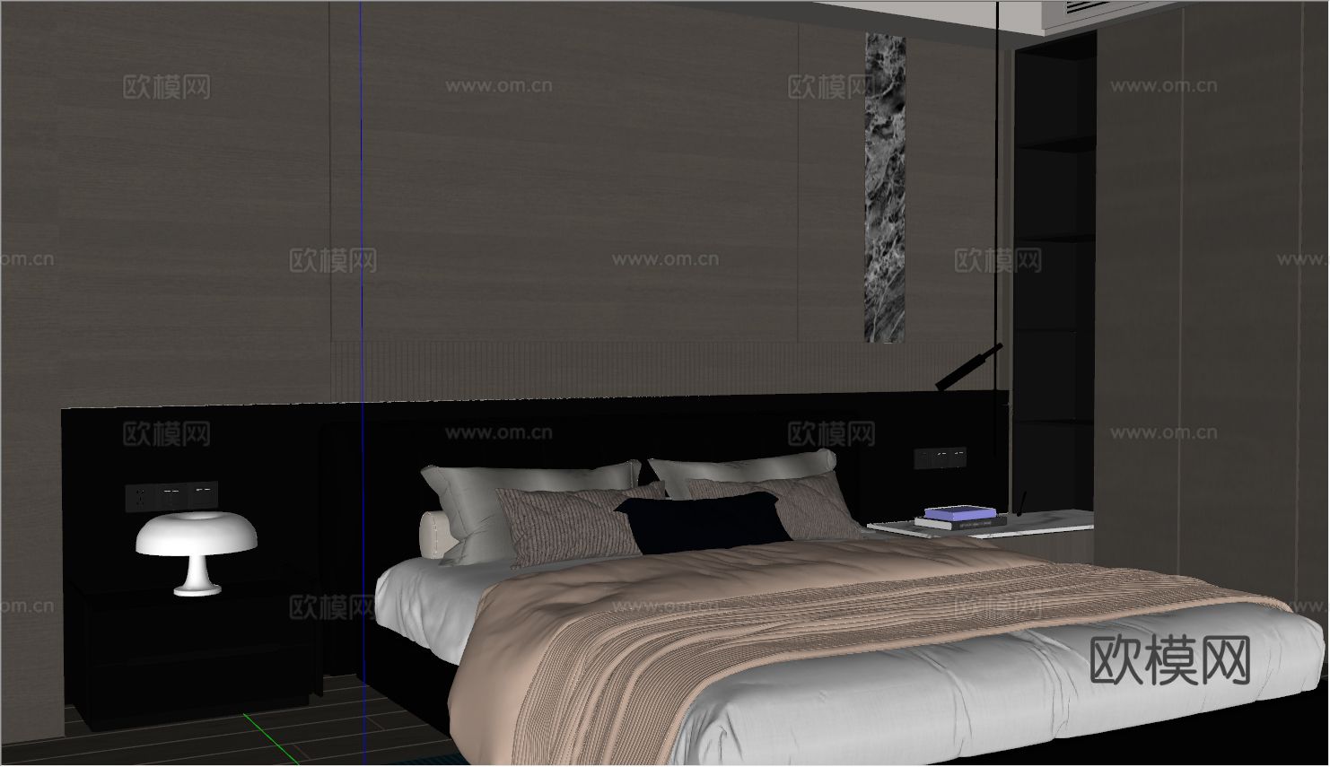 室内家装 卧室 家具 床 别墅 新中式 现代su模型