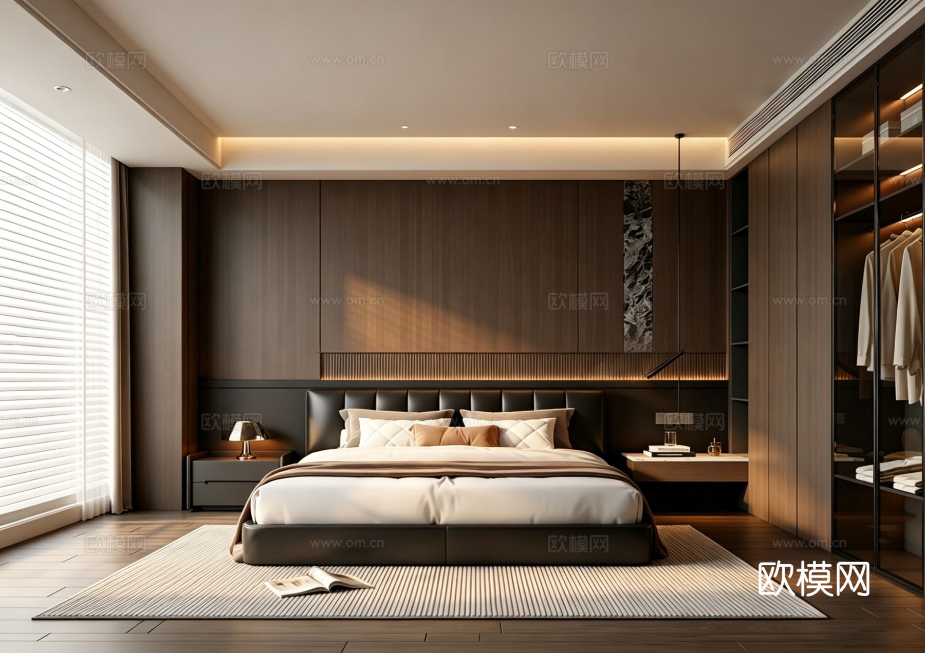 室内家装 卧室 家具 床 别墅 新中式 现代su模型