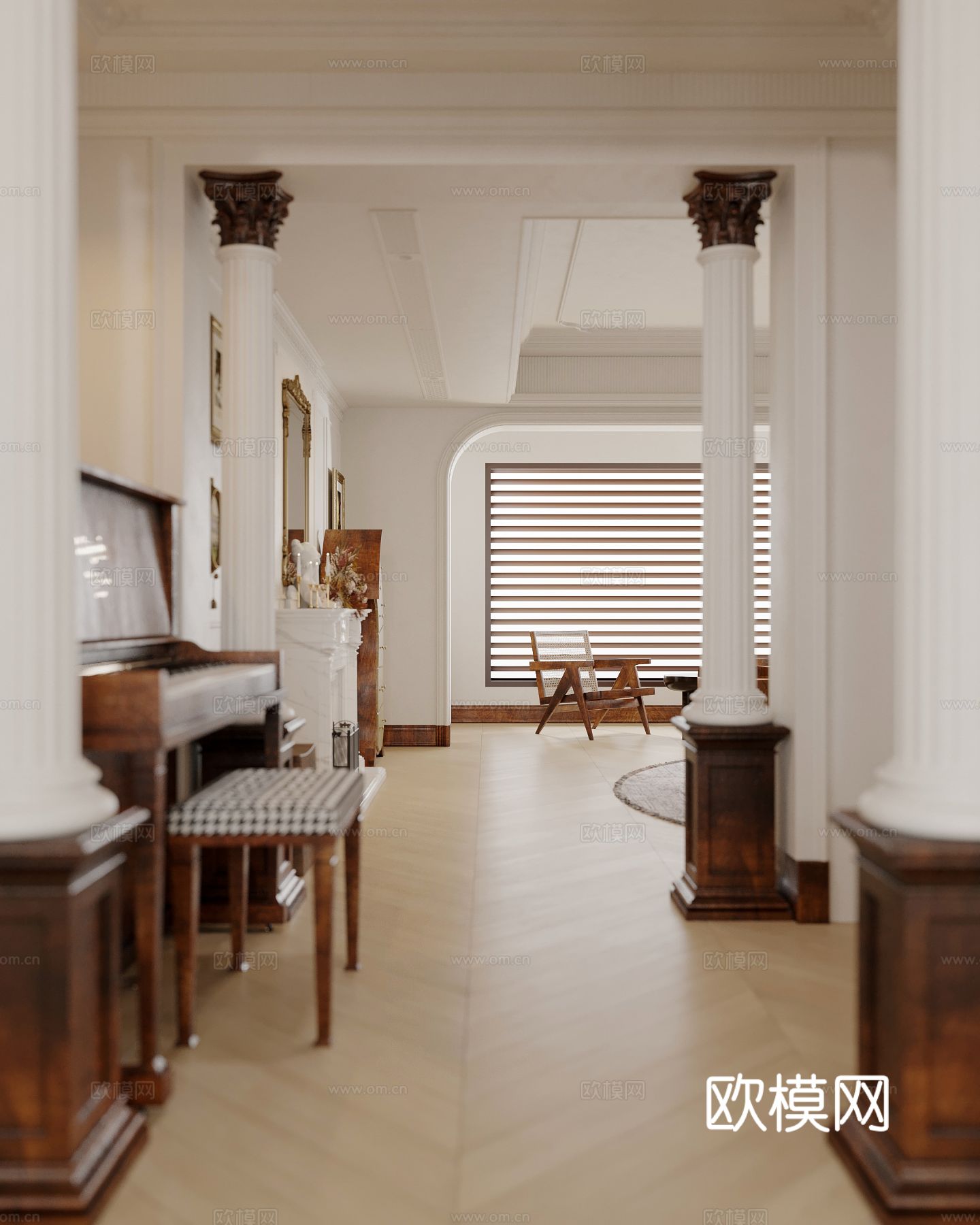 宋式风格新中式客厅卧室餐厅全套效果图下载（渲染图12）