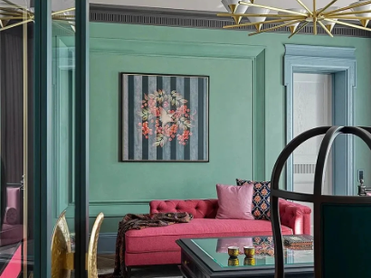 现代轻复古公寓，用绚丽色彩营造华丽空间！