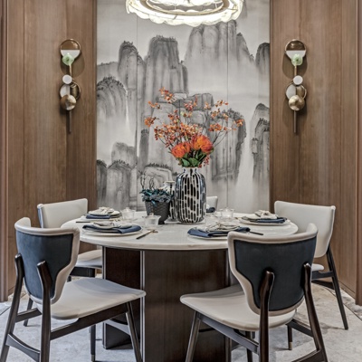 CCP杭州空间 新中式圆形餐桌椅