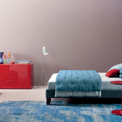 意大利TWILS品牌 现代布艺双人床斗柜圆几