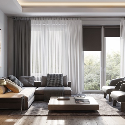 VizLine Studio设计 现代布艺转角沙发组合