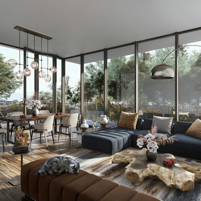 现代轻奢客厅餐厅