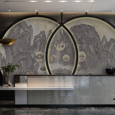 矩阵纵横设计 新中式大理石服务台