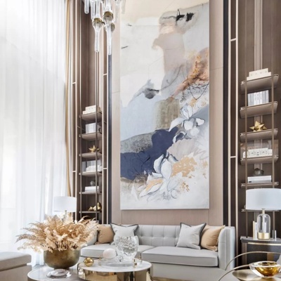 璞辉设计 新中式别墅客厅