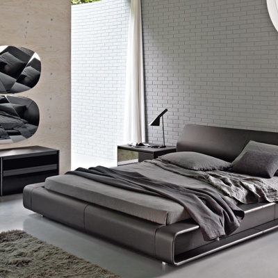 意大利Molteni&C品牌  现代皮革双人床