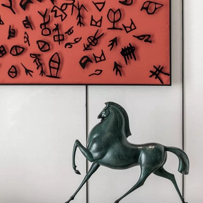 一然设计 新中式陶瓷骏马摆件