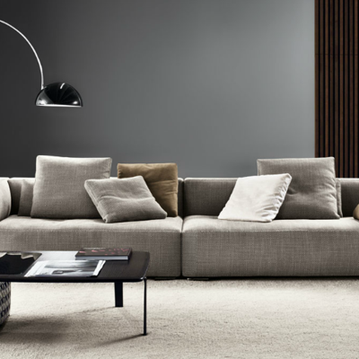 意大利MINOTTI品牌 现代布艺双人沙发茶几