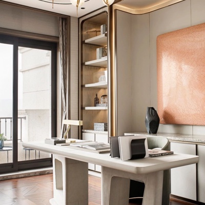 矩阵纵横设计 现代轻奢书桌椅