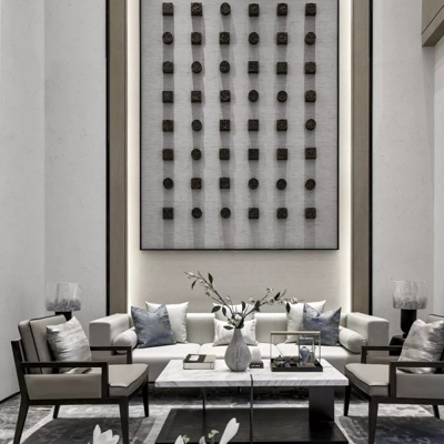 飞视设计 新中式布艺沙发组合