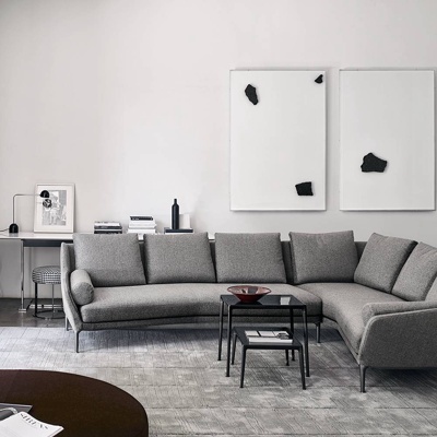 意大利B&BItalia品牌 现代布艺转角沙发茶几