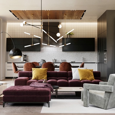 Stanislav Ananev设计 现代客厅餐厅