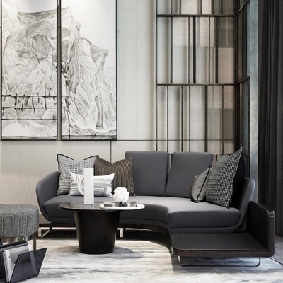 万品建筑设计 现代弧形沙发组合