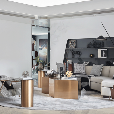 朴悦设计 现代弧形沙发组合