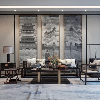 INHOUSE设计 中式客厅沙发组合