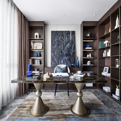 上海全筑设计 新中式书房