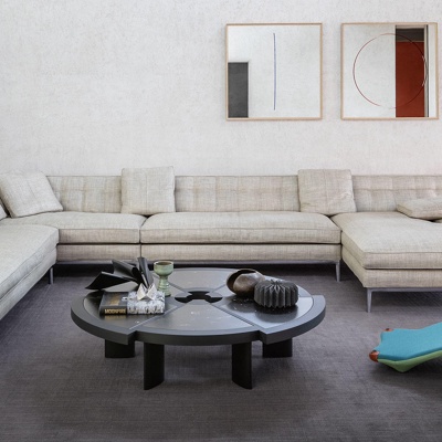 意大利Cassina品牌 现代转角沙发茶几组合