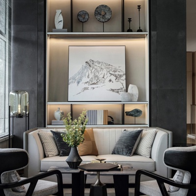 PCD品仓设计 新中式皮革沙发组合