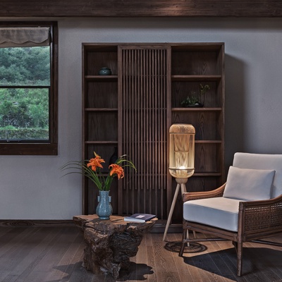 万境设计 新中式藤艺单椅