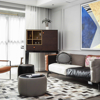 晓安设计 现代皮革沙发组合