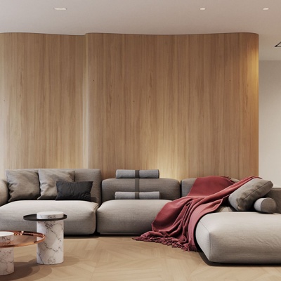 ONI Render设计 北欧布艺转角沙发组合