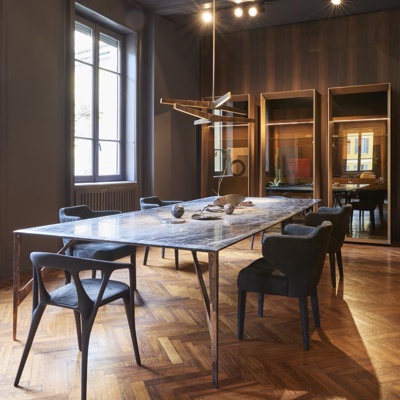 意大利HENGE品牌 现代轻奢铁质餐桌椅