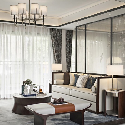 零次方设计 新中式样板房客厅