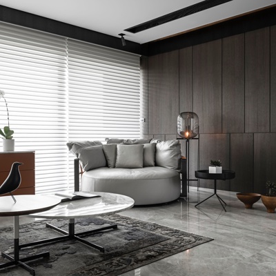 瓦第设计  现代皮革单人沙发子母茶几