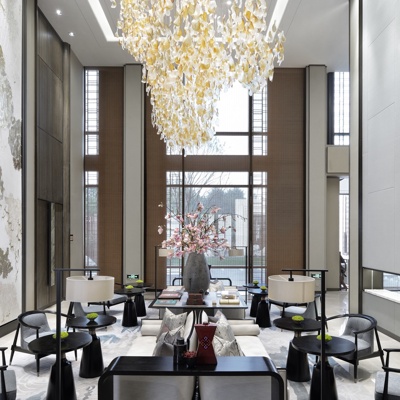 集艾设计 新中式大堂休闲区