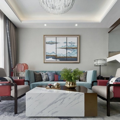 慎恩设计 新中式布艺沙发组合