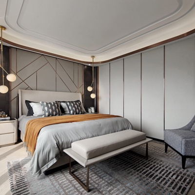 江河摄影 现代卧室主人房