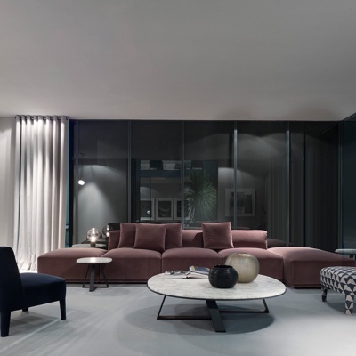 意大利Meridiani 现代红色沙发茶几组合