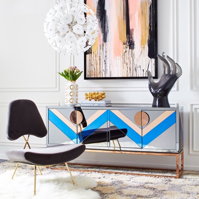 Jonathan Adler设计 北欧时尚边柜椅子组合